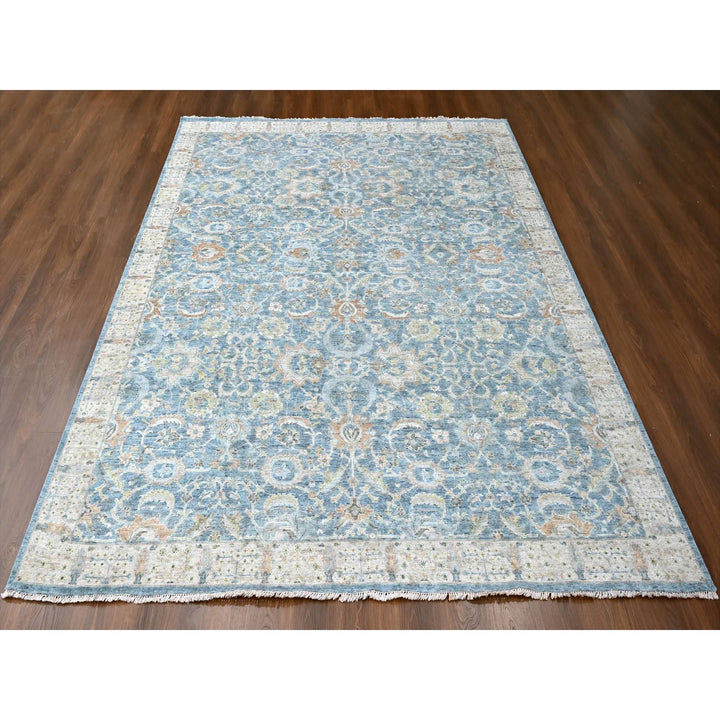 8'11" x 11'11" New Hand Knotted Blue Wool Rectangle Oriental Rug - MOA10210229