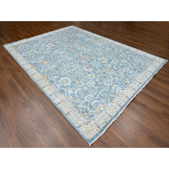 8'11" x 11'11" New Hand Knotted Blue Wool Rectangle Oriental Rug - MOA10210229