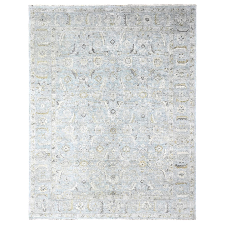 9'11" x 13'10" New Hand Knotted Grey Wool Rectangle Oriental Rug - MOA10210233
