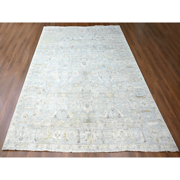 9'11" x 13'10" New Hand Knotted Grey Wool Rectangle Oriental Rug - MOA10210233