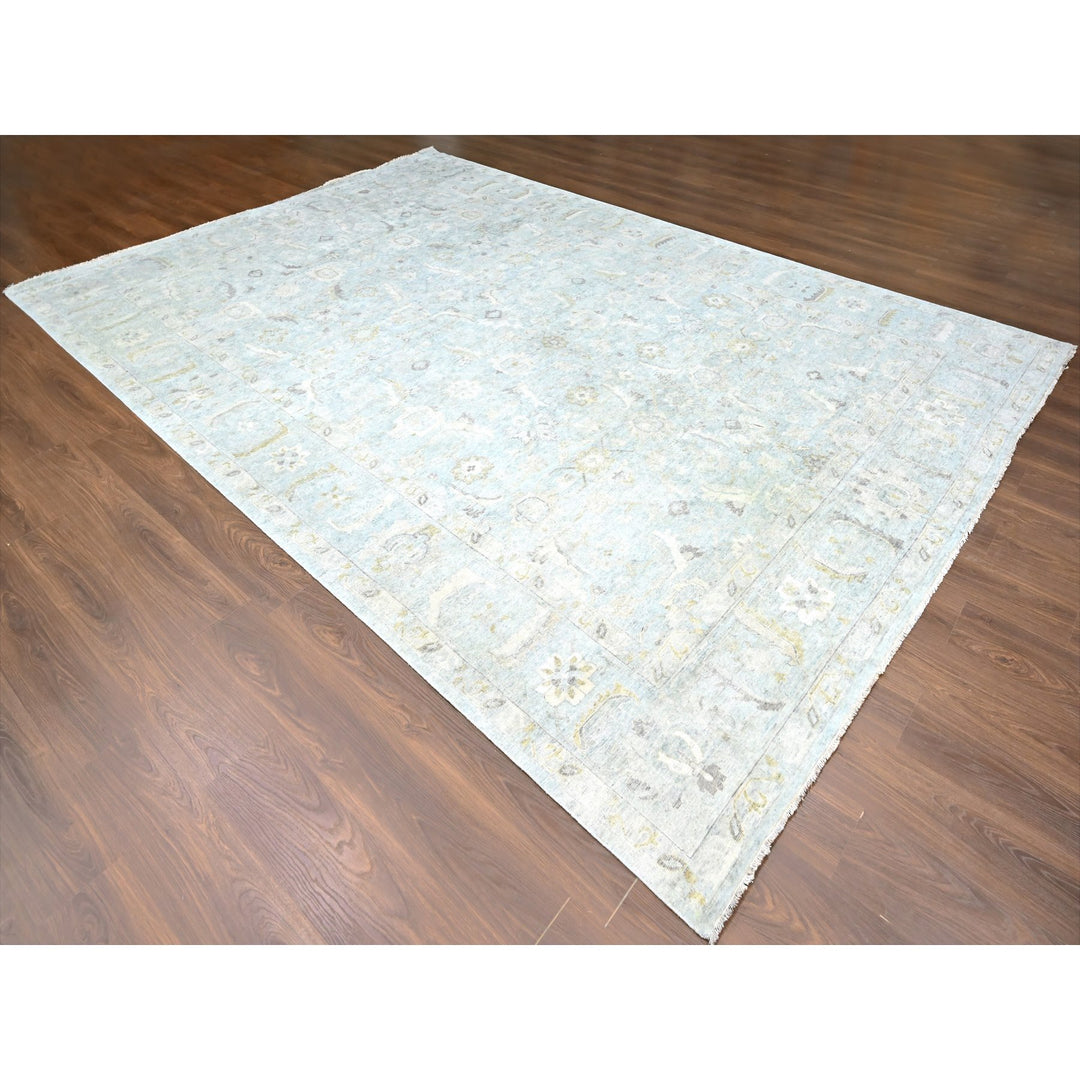 9'11" x 13'10" New Hand Knotted Grey Wool Rectangle Oriental Rug - MOA10210233