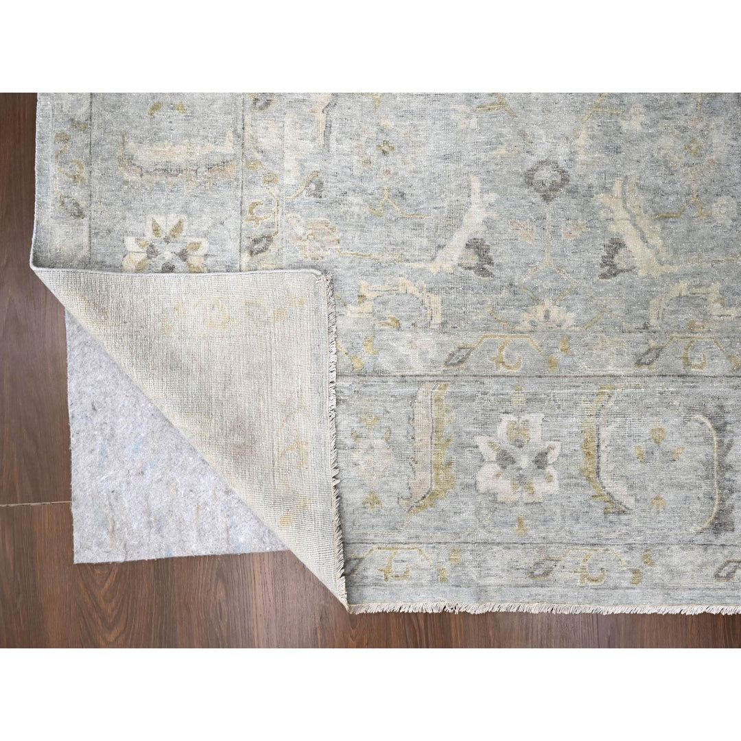 9'11" x 13'10" New Hand Knotted Grey Wool Rectangle Oriental Rug - MOA10210233