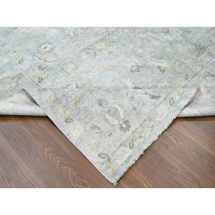 9'11" x 13'10" New Hand Knotted Grey Wool Rectangle Oriental Rug - MOA10210233