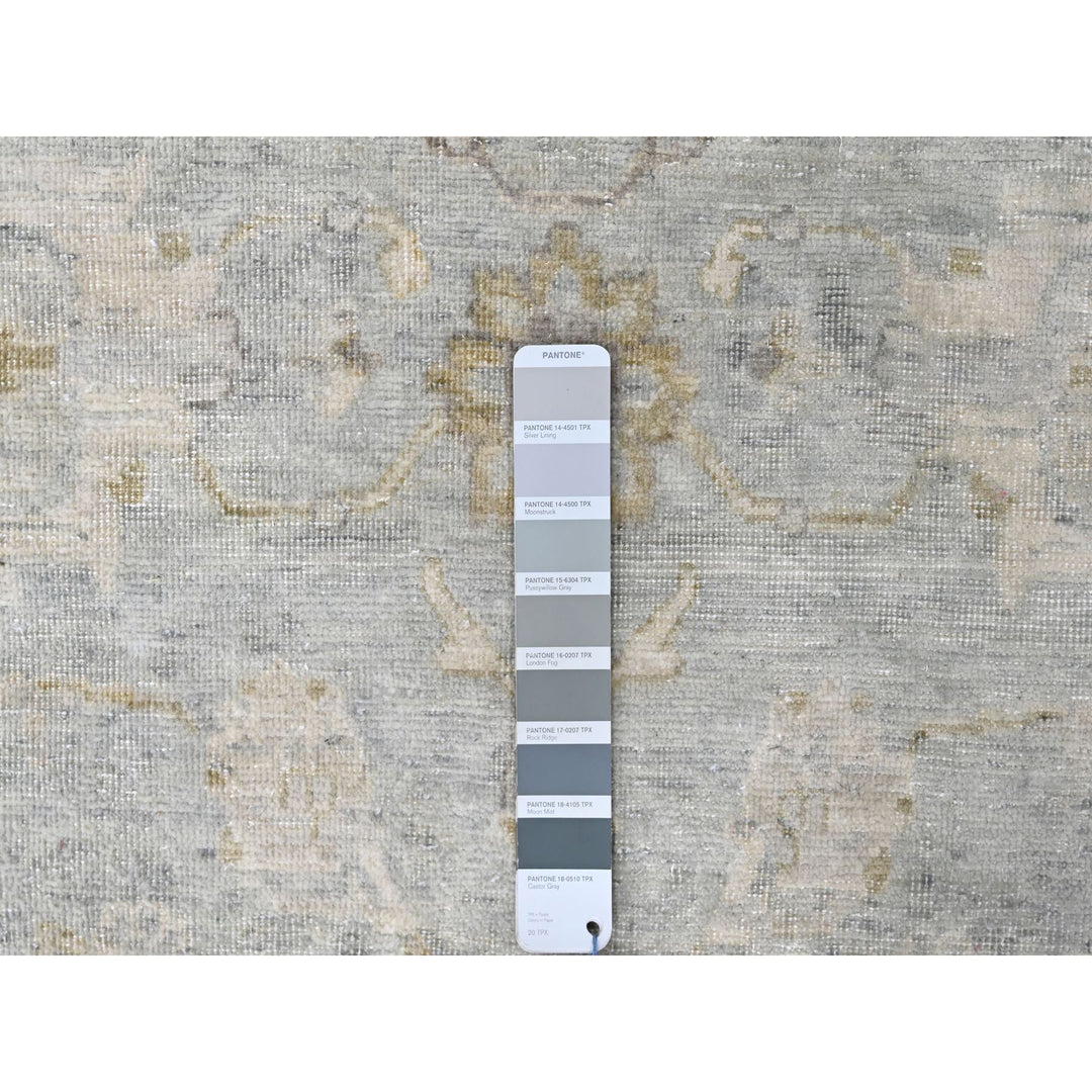 9'11" x 13'10" New Hand Knotted Grey Wool Rectangle Oriental Rug - MOA10210233