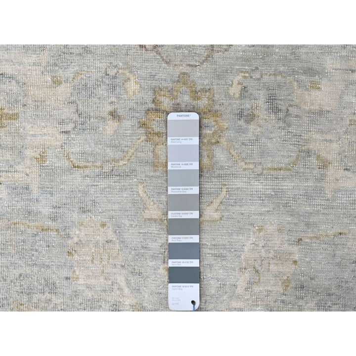 9'11" x 13'10" New Hand Knotted Grey Wool Rectangle Oriental Rug - MOA10210233