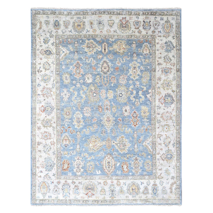9'2" x 11'10" New Hand Knotted Blue Wool Rectangle Oriental Rug - MOA10210241