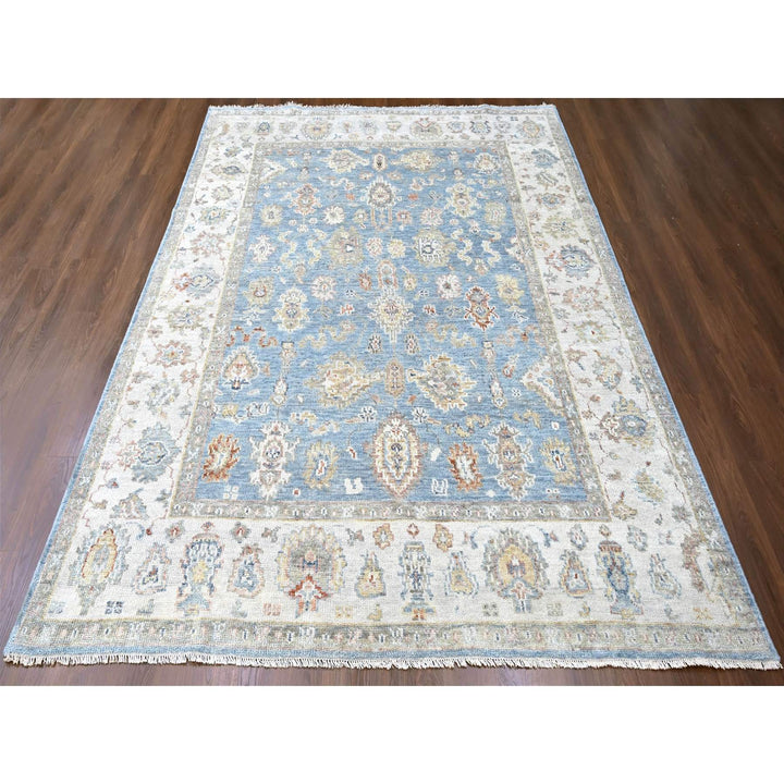 9'2" x 11'10" New Hand Knotted Blue Wool Rectangle Oriental Rug - MOA10210241