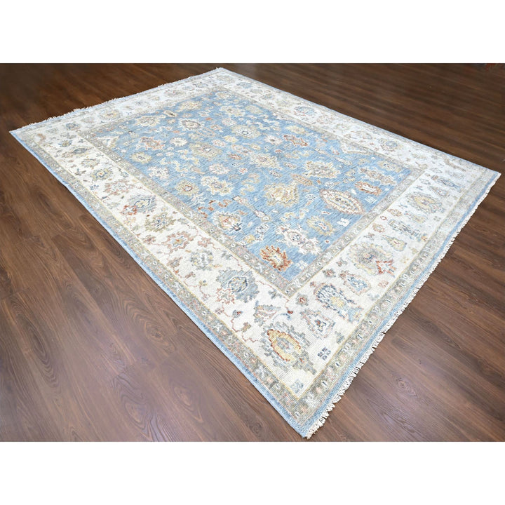 9'2" x 11'10" New Hand Knotted Blue Wool Rectangle Oriental Rug - MOA10210241