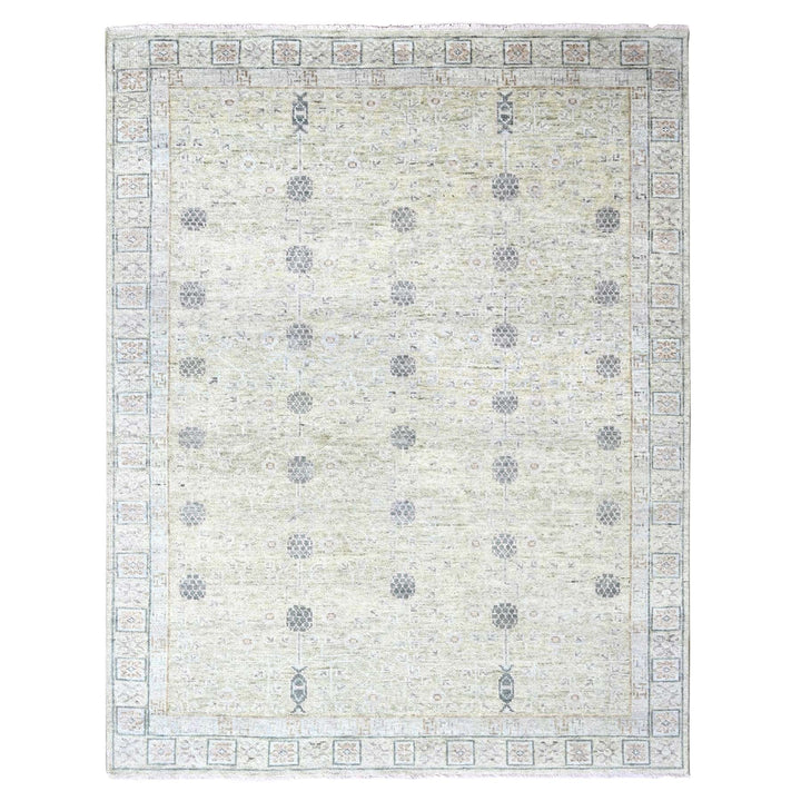 9'0" x 12'0" New Hand Knotted Green Wool Rectangle Oriental Rug - MOA10210242