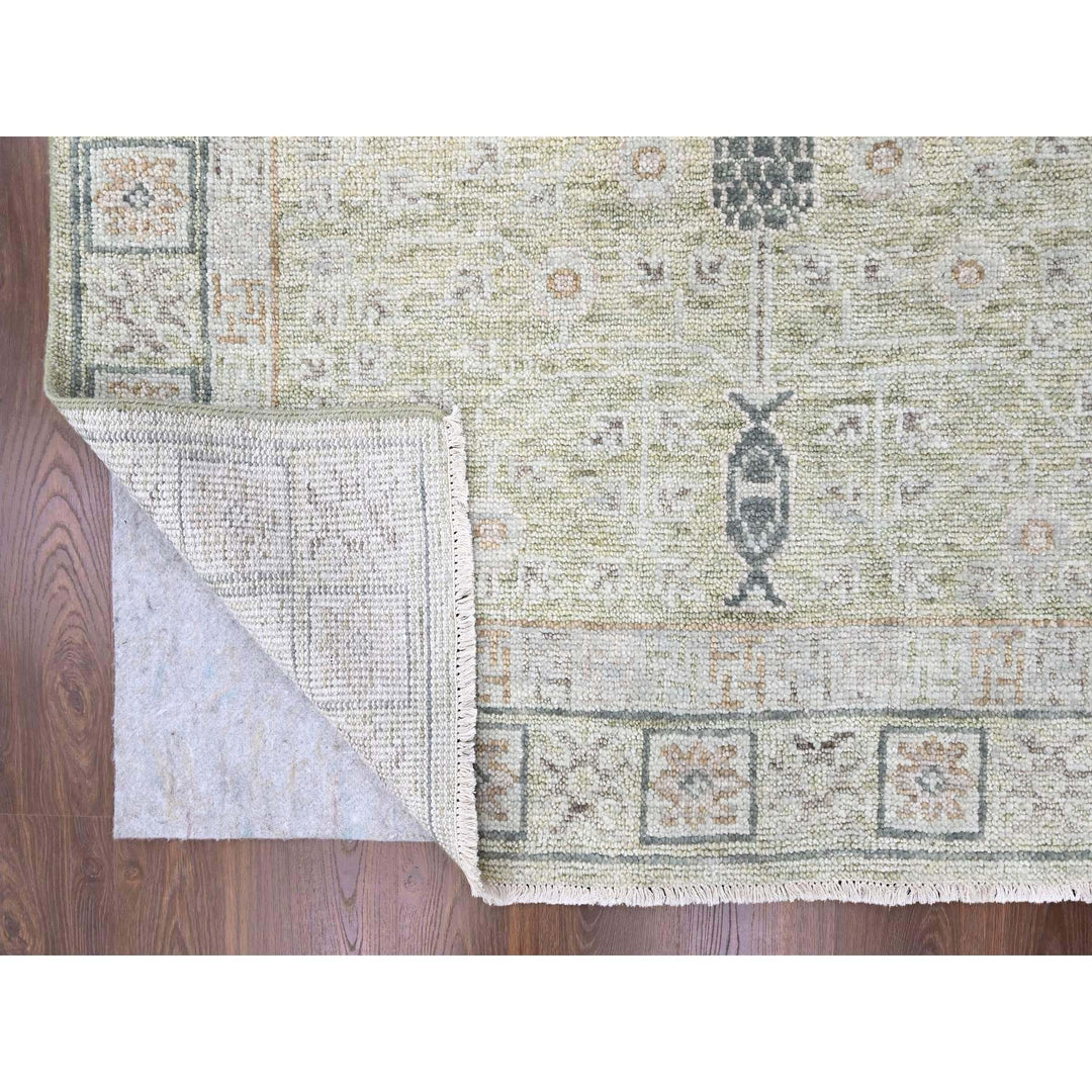 9'0" x 12'0" New Hand Knotted Green Wool Rectangle Oriental Rug - MOA10210242