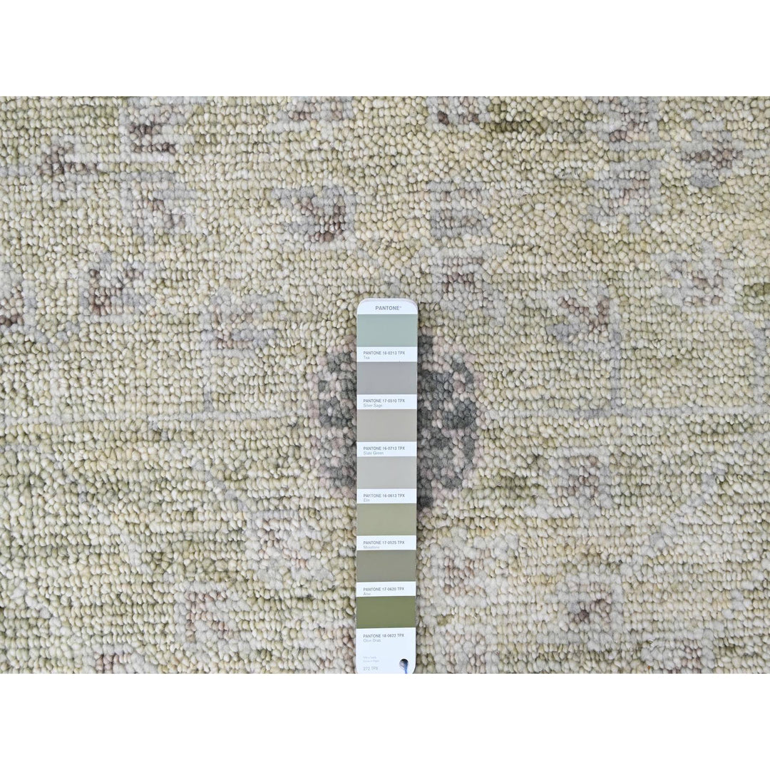 9'0" x 12'0" New Hand Knotted Green Wool Rectangle Oriental Rug - MOA10210242