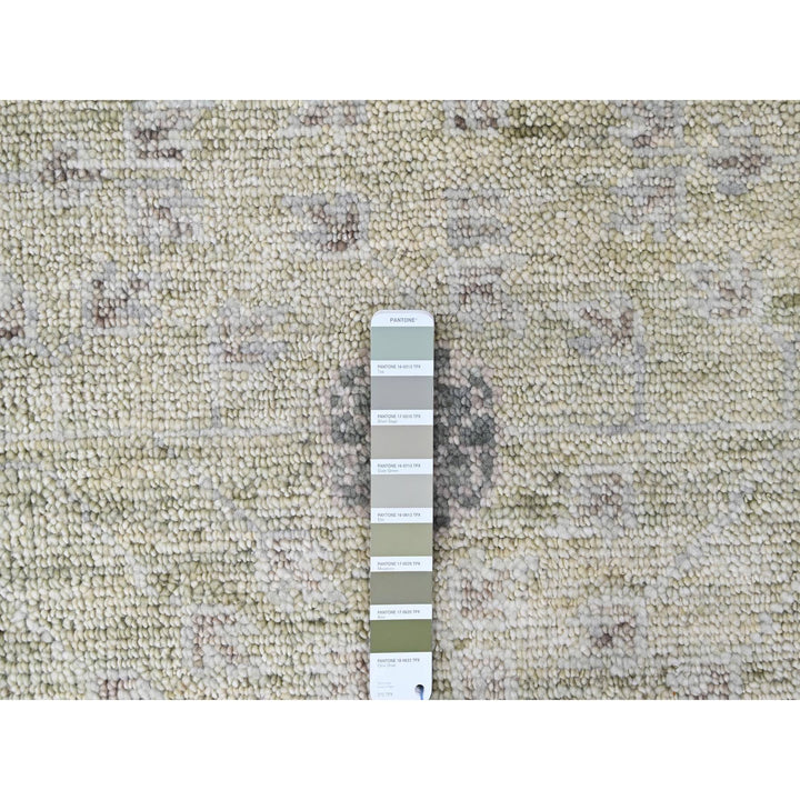 9'0" x 12'0" New Hand Knotted Green Wool Rectangle Oriental Rug - MOA10210242