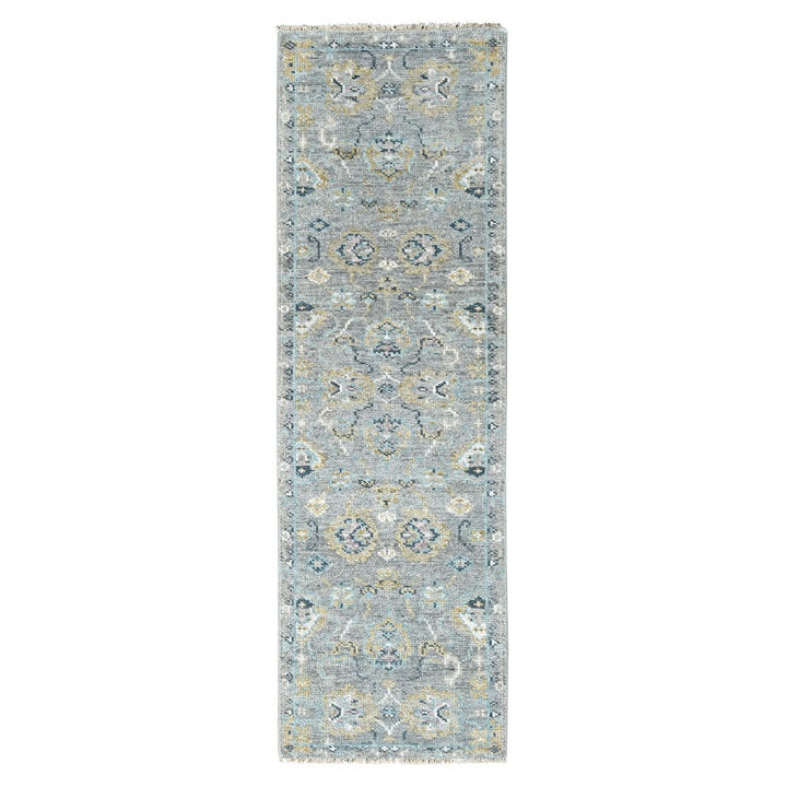 2'7" x 8'5" New Hand Knotted Grey Wool Runner Oriental Rug - MOA10210247