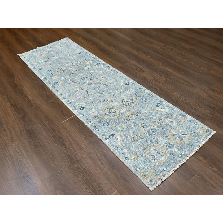2'7" x 8'5" New Hand Knotted Grey Wool Runner Oriental Rug - MOA10210247