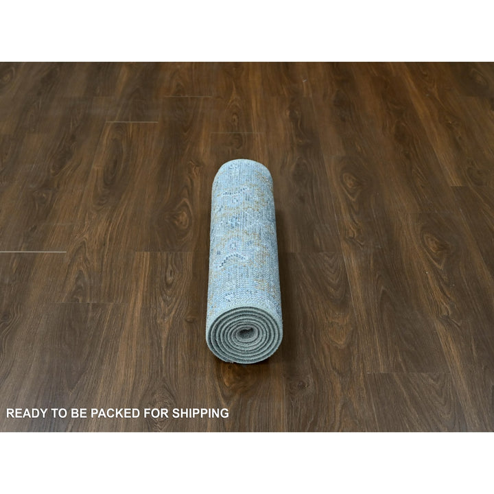 2'7" x 8'5" New Hand Knotted Grey Wool Runner Oriental Rug - MOA10210247