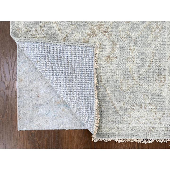 2'5" x 11'3" New Hand Knotted Grey Wool Runner Oriental Rug - MOA10210248