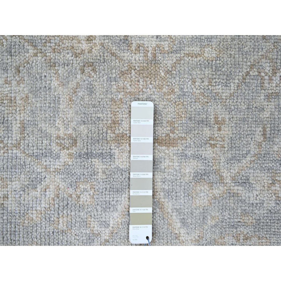 2'5" x 11'3" New Hand Knotted Grey Wool Runner Oriental Rug - MOA10210248