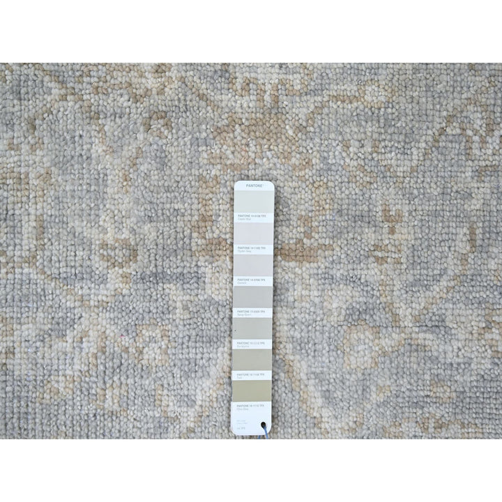 2'5" x 11'3" New Hand Knotted Grey Wool Runner Oriental Rug - MOA10210248