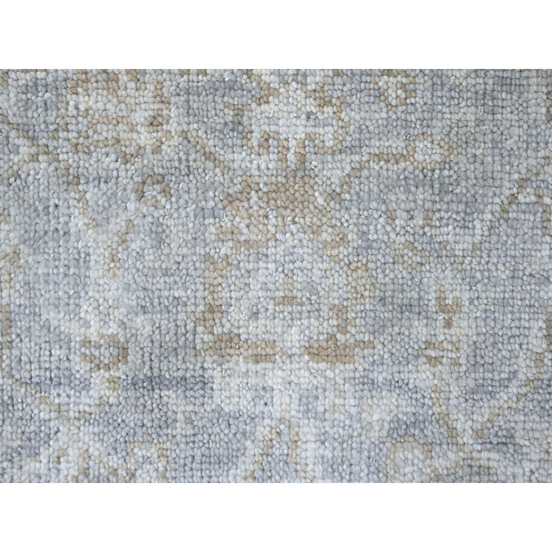 2'5" x 11'3" New Hand Knotted Grey Wool Runner Oriental Rug - MOA10210248