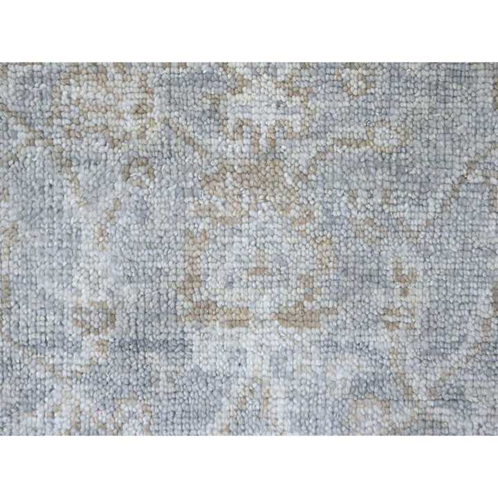 2'5" x 11'3" New Hand Knotted Grey Wool Runner Oriental Rug - MOA10210248