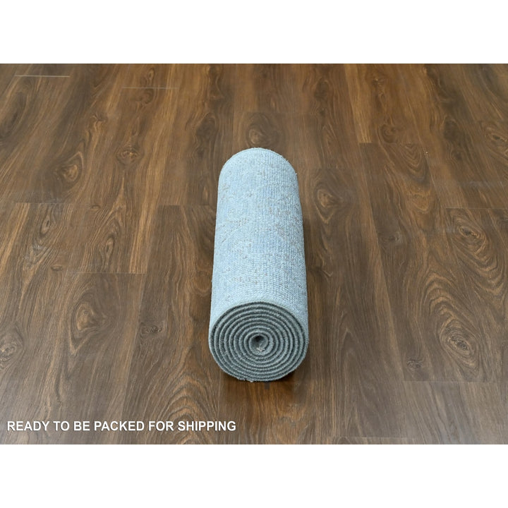 2'5" x 11'3" New Hand Knotted Grey Wool Runner Oriental Rug - MOA10210248