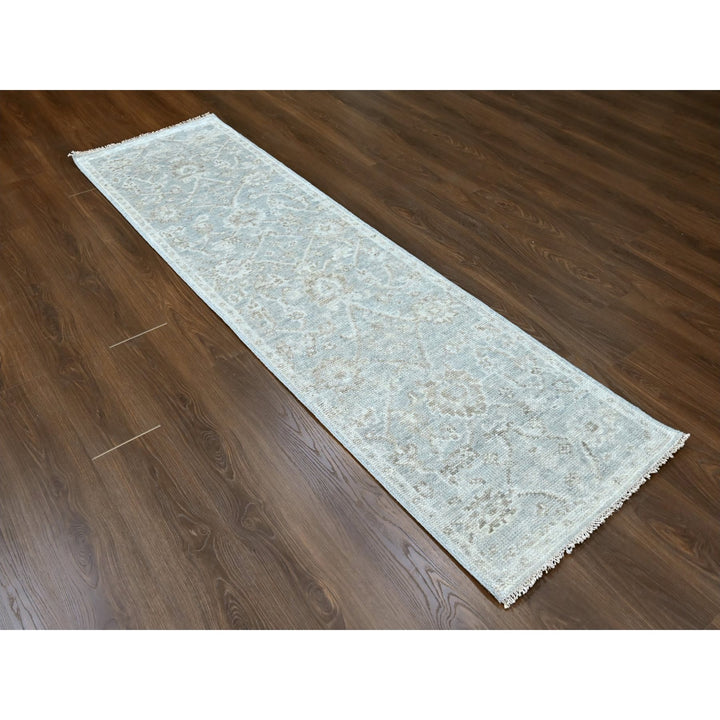 2'6" x 8'5" New Hand Knotted Grey Wool Runner Oriental Rug - MOA10210254