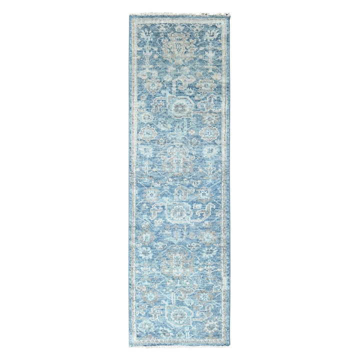 2'6" x 8'5" New Hand Knotted Blue Wool Runner Oriental Rug - MOA10210265