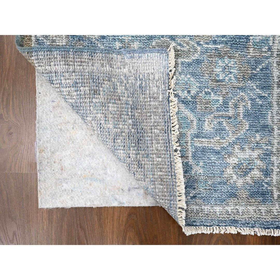 2'6" x 8'5" New Hand Knotted Blue Wool Runner Oriental Rug - MOA10210265