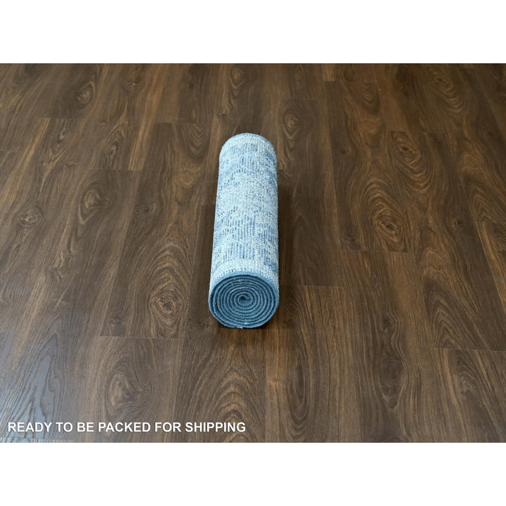 2'6" x 8'5" New Hand Knotted Blue Wool Runner Oriental Rug - MOA10210265