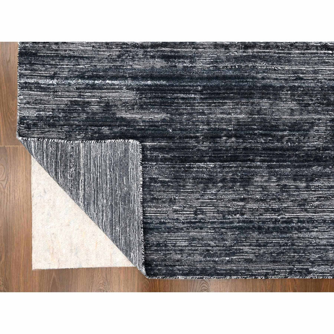 8'3" x 10'0" New Hand Loomed Black Wool & Silk Rectangle Oriental Rug - MOA10210268