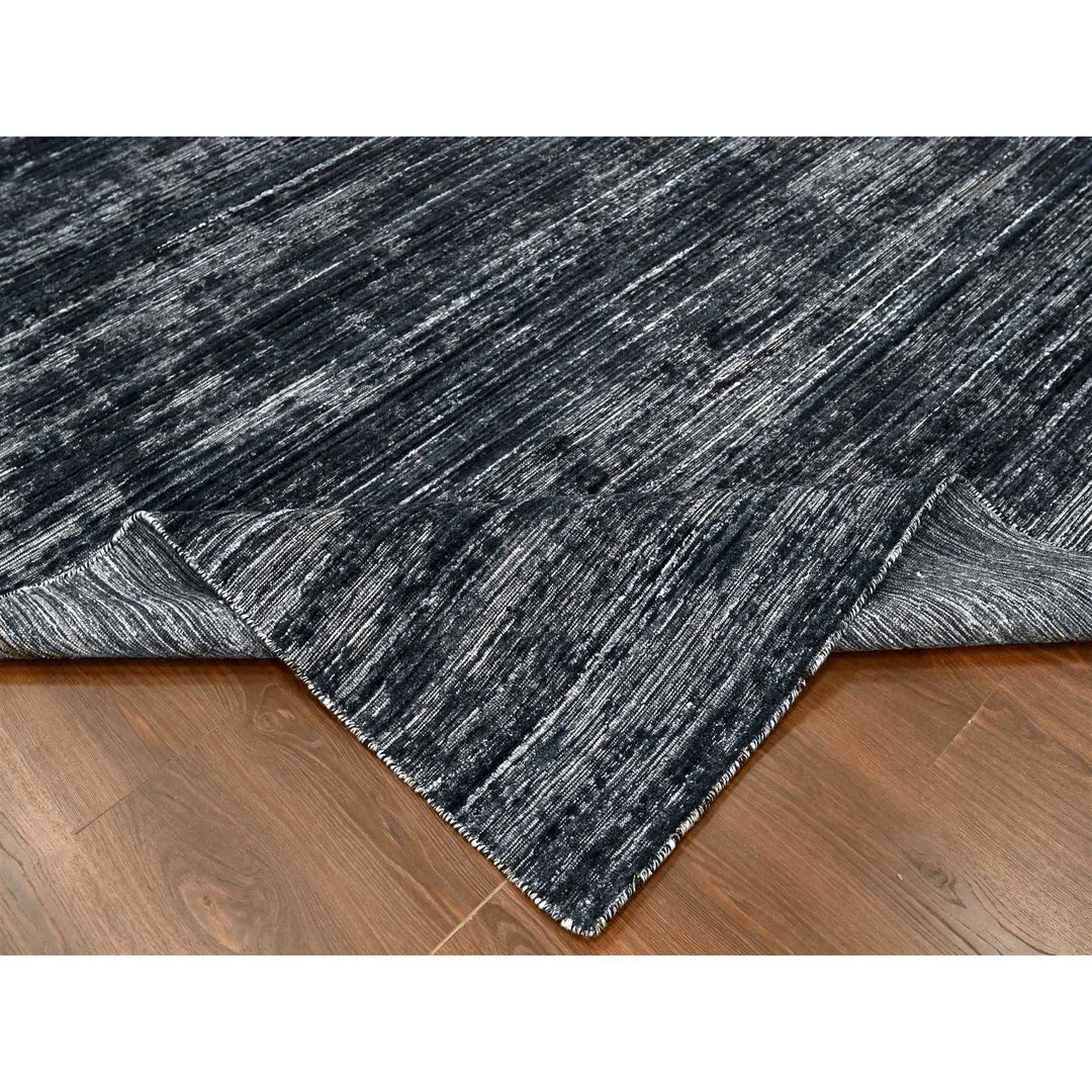 8'3" x 10'0" New Hand Loomed Black Wool & Silk Rectangle Oriental Rug - MOA10210268