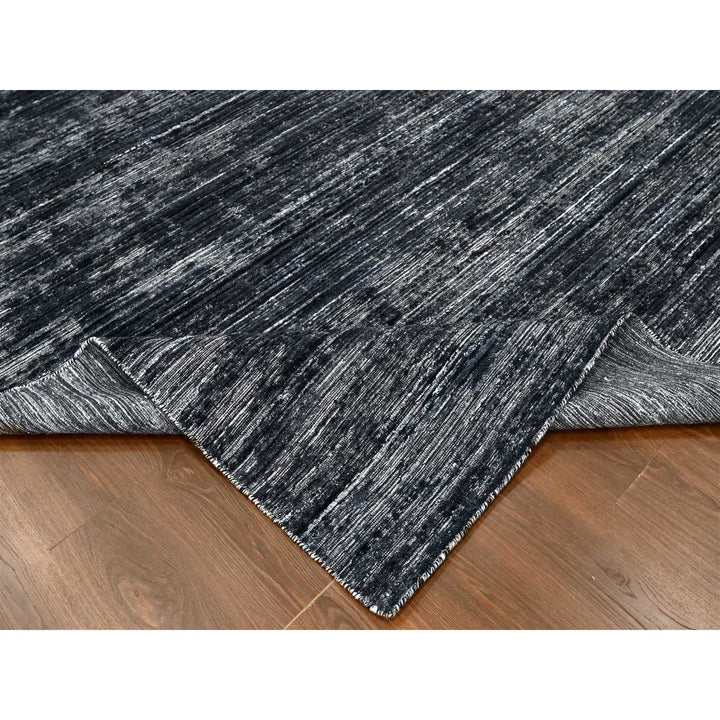 8'3" x 10'0" New Hand Loomed Black Wool & Silk Rectangle Oriental Rug - MOA10210268