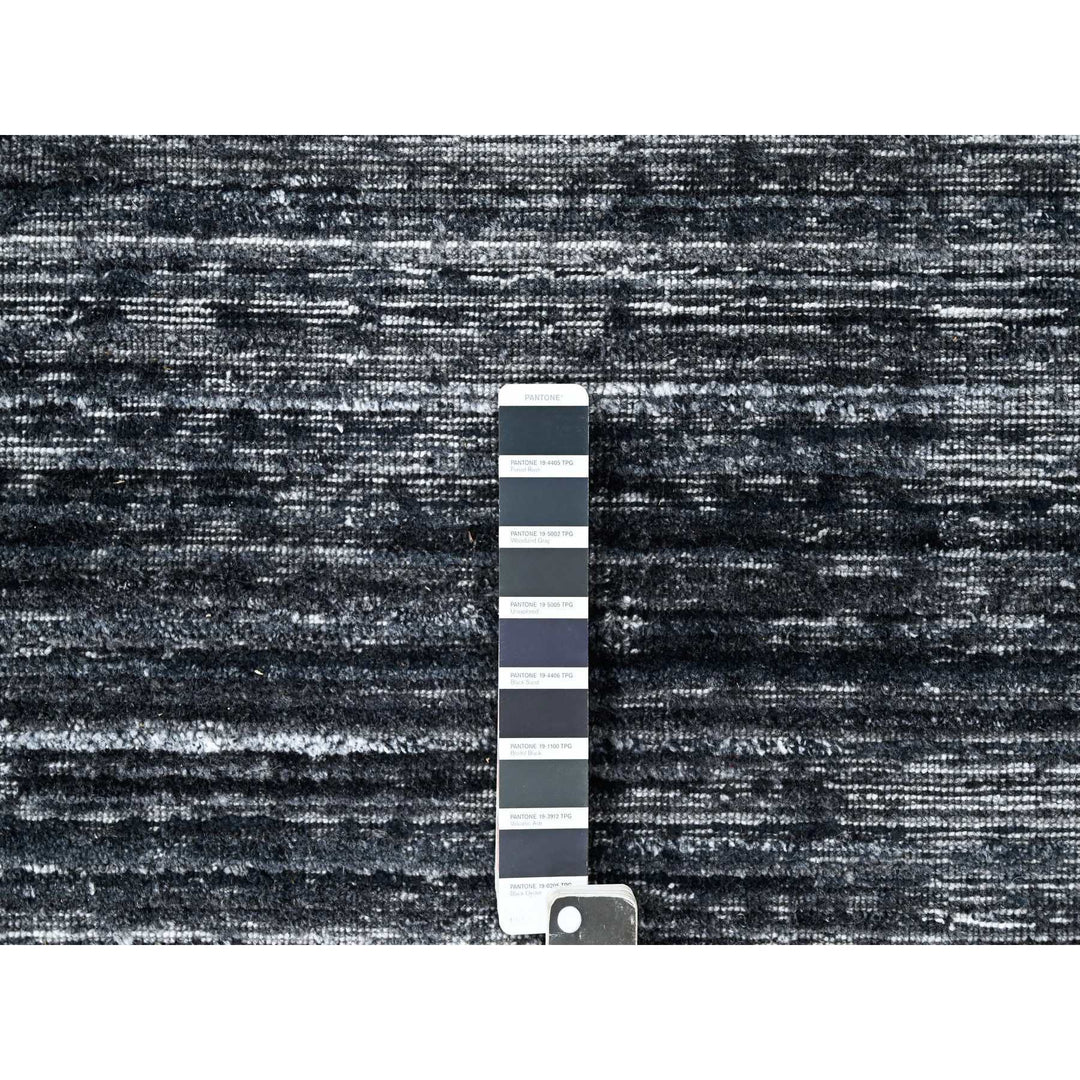 8'3" x 10'0" New Hand Loomed Black Wool & Silk Rectangle Oriental Rug - MOA10210268