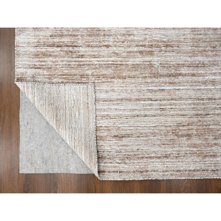 8'0" x 10'0" New Hand Loomed Brown Wool & Silk Rectangle Oriental Rug - MOA10210269