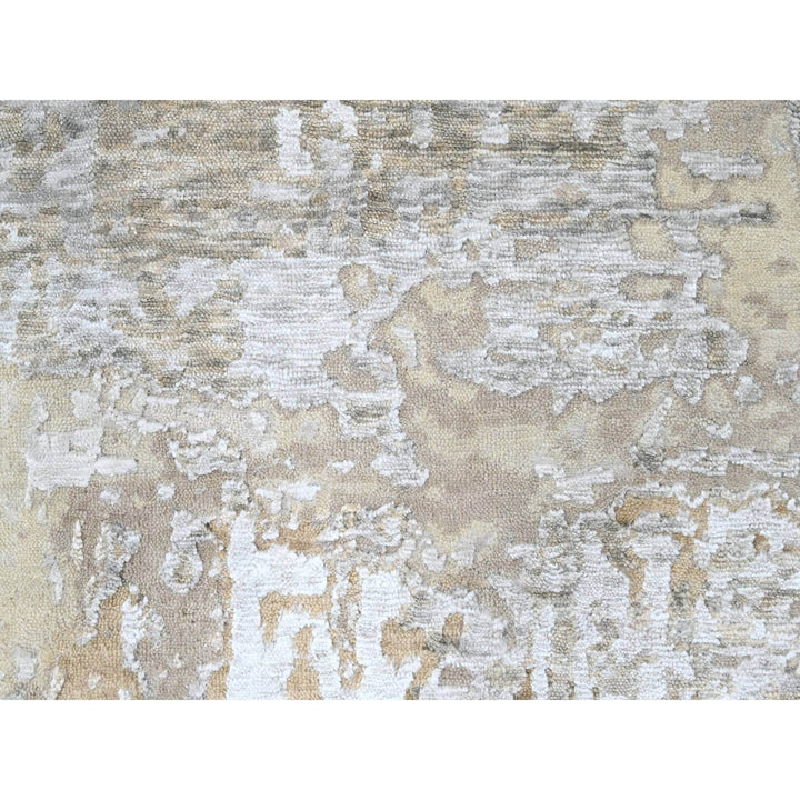 10'0" x 13'10" New Hand Knotted Grey Wool & Silk Rectangle Oriental Rug - MOA10210272