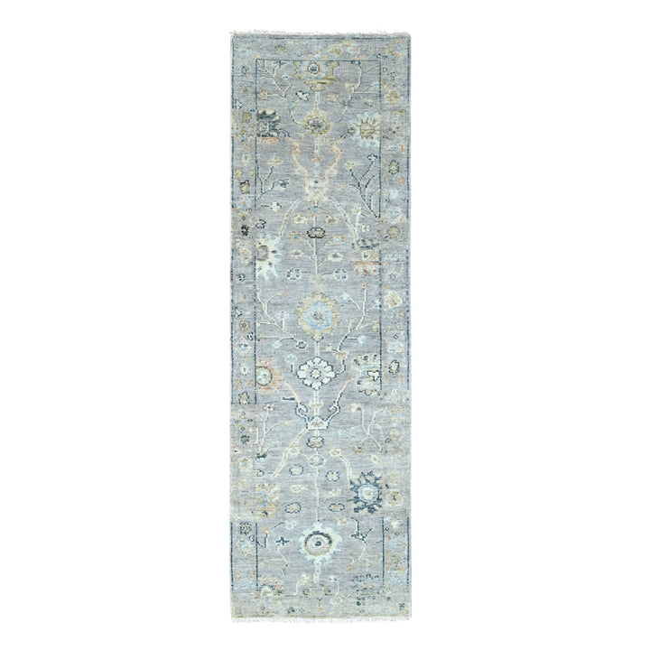 2'5" x 8'5" New Hand Knotted Grey Wool Runner Oriental Rug - MOA10210274