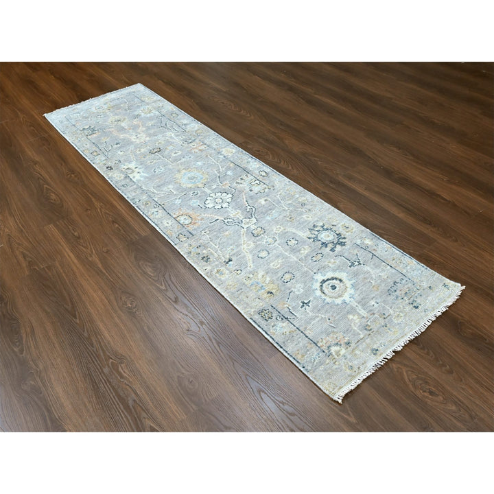 2'5" x 8'5" New Hand Knotted Grey Wool Runner Oriental Rug - MOA10210274