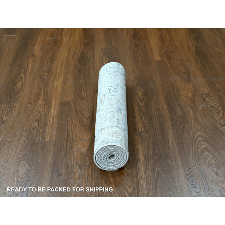 2'5" x 8'5" New Hand Knotted Grey Wool Runner Oriental Rug - MOA10210275