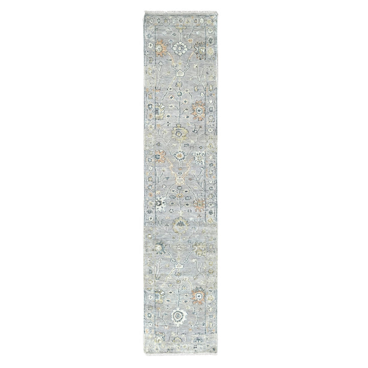 2'3" x 11'2" New Hand Knotted Grey Wool Runner Oriental Rug - MOA10210277