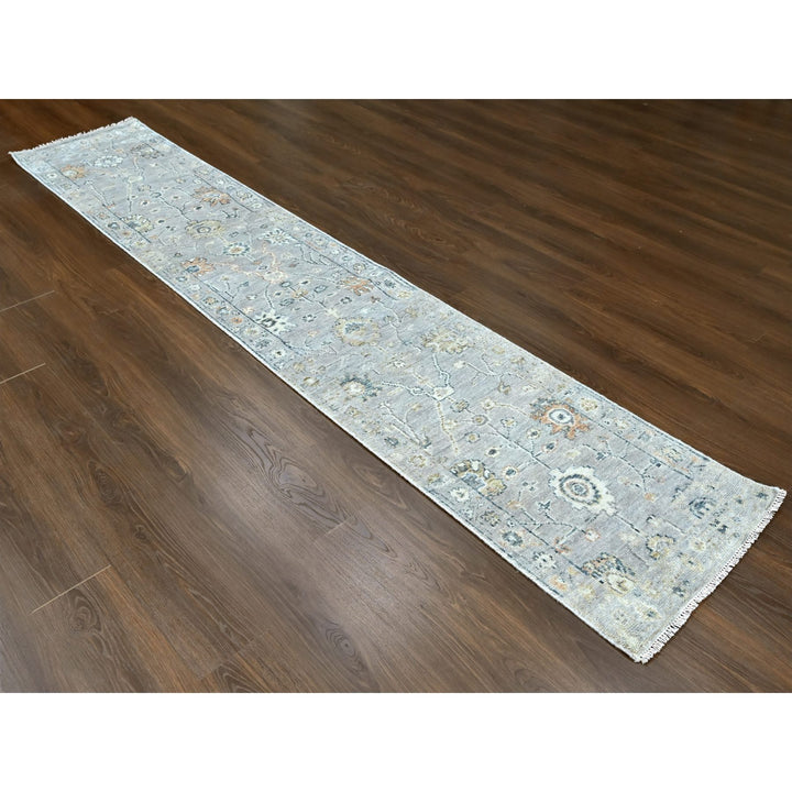 2'3" x 11'2" New Hand Knotted Grey Wool Runner Oriental Rug - MOA10210277