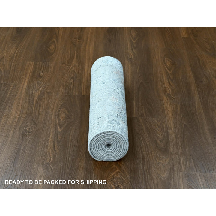 2'3" x 11'2" New Hand Knotted Grey Wool Runner Oriental Rug - MOA10210277