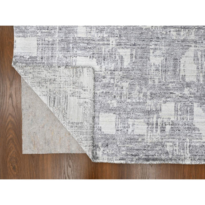 8'0" x 10'0" New Hand Loomed Ivory Wool & Silk Rectangle Oriental Rug - MOA10210280