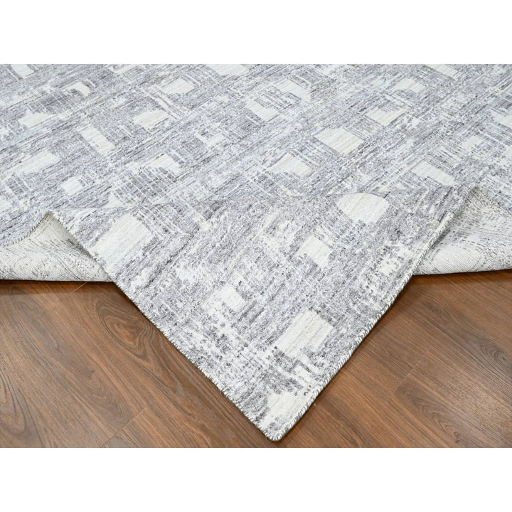 8'0" x 10'0" New Hand Loomed Ivory Wool & Silk Rectangle Oriental Rug - MOA10210280