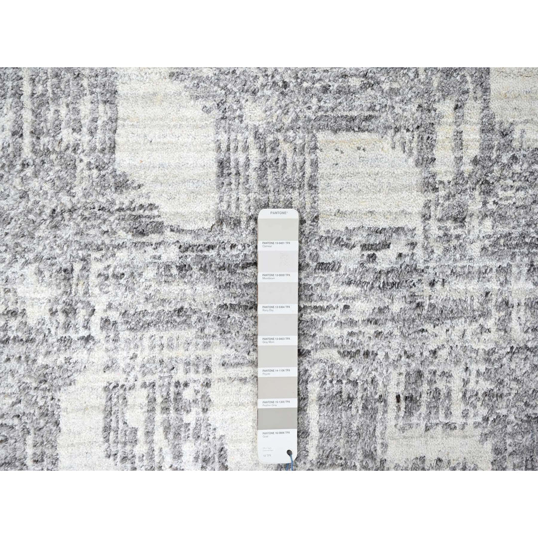 8'0" x 10'0" New Hand Loomed Ivory Wool & Silk Rectangle Oriental Rug - MOA10210280