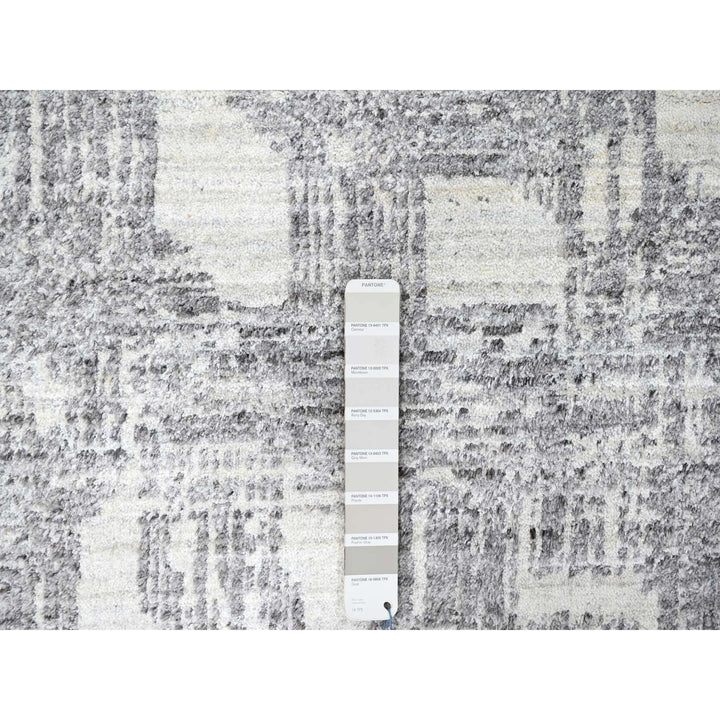 8'0" x 10'0" New Hand Loomed Ivory Wool & Silk Rectangle Oriental Rug - MOA10210280