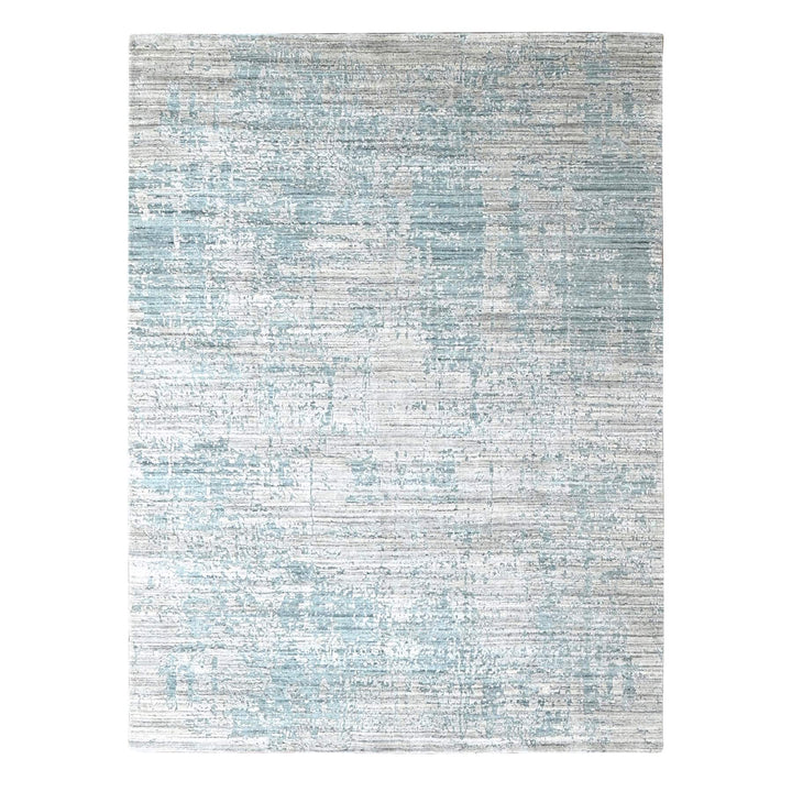 8'3" x 9'11" New Hand Loomed Grey Wool & Silk Rectangle Oriental Rug - MOA10210287