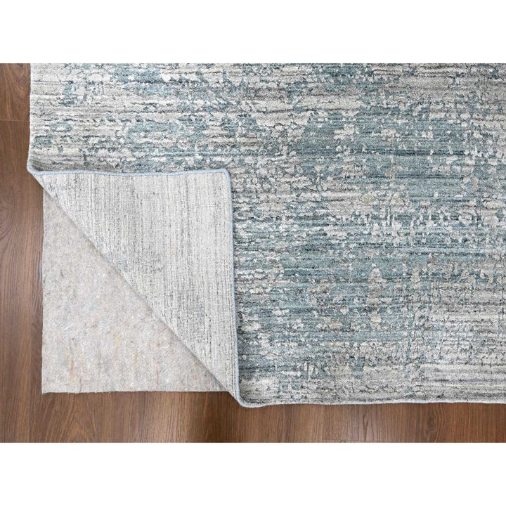 8'3" x 9'11" New Hand Loomed Grey Wool & Silk Rectangle Oriental Rug - MOA10210287