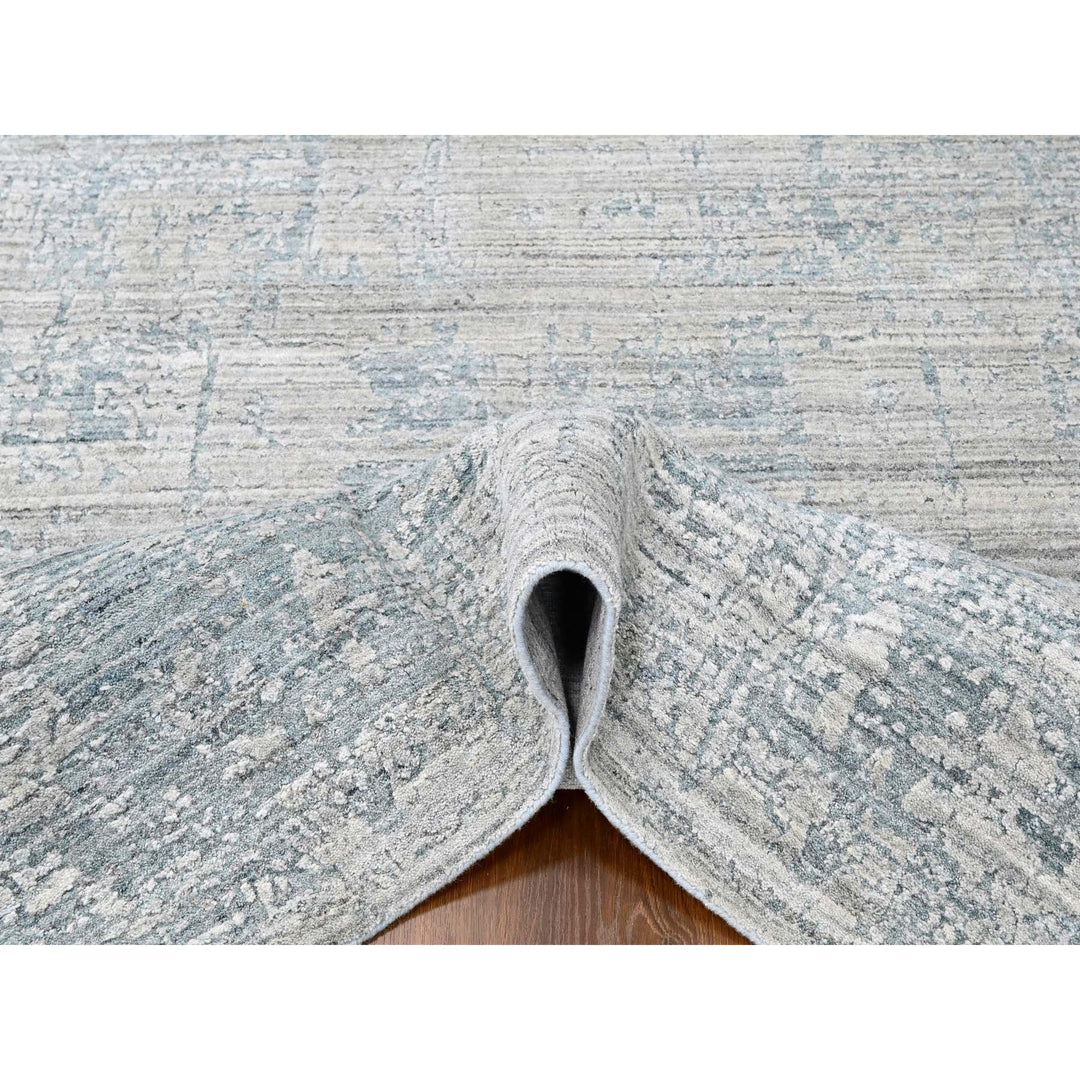 8'3" x 9'11" New Hand Loomed Grey Wool & Silk Rectangle Oriental Rug - MOA10210287