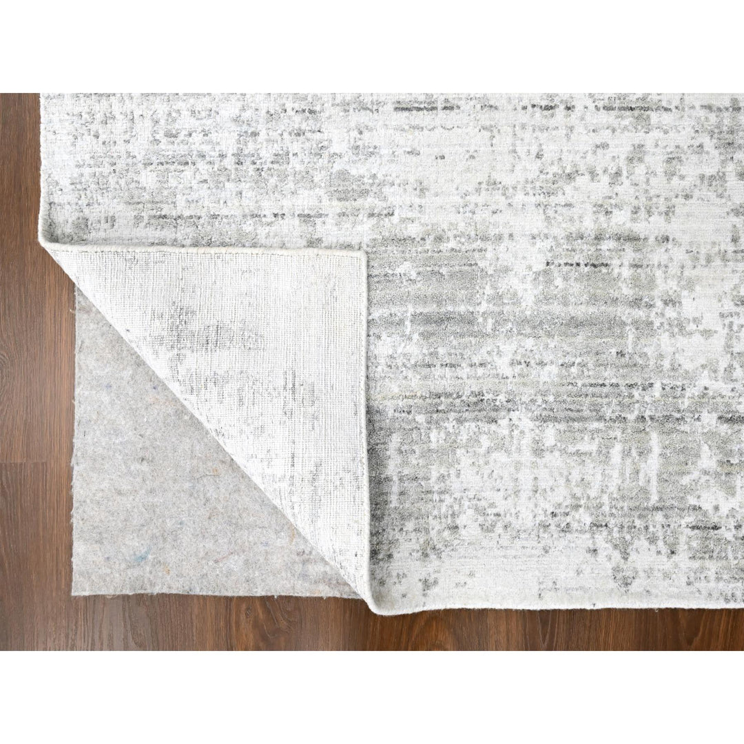 4'0" x 6'0" New Hand Loomed Ivory Wool & Silk Rectangle Oriental Rug - MOA10210288