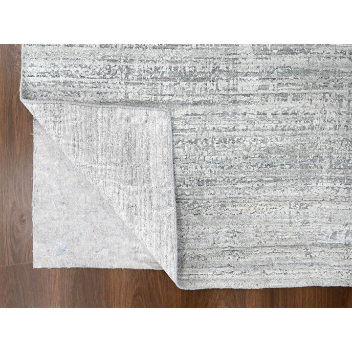 4'2" x 6'0" New Hand Loomed Grey Wool & Silk Rectangle Oriental Rug - MOA10210289